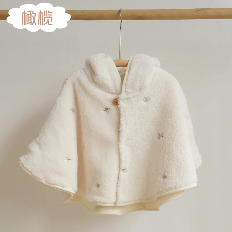 Baby Toddler Infant Girls Winter Coat Clothes Cute Fleece Fur Jacket Embroidery Bear