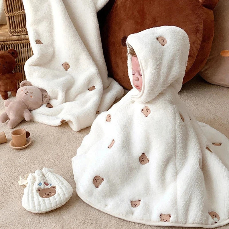 Baby Toddler Infant Girls Winter Coat Clothes Cute Fleece Fur Jacket Embroidery Bear