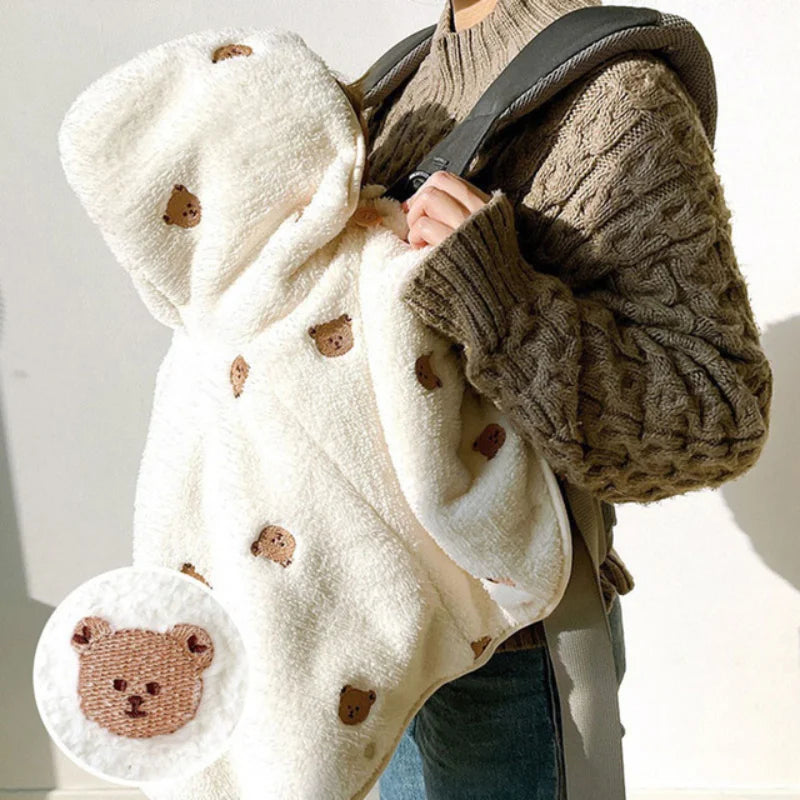 Baby Toddler Infant Girls Winter Coat Clothes Cute Fleece Fur Jacket Embroidery Bear