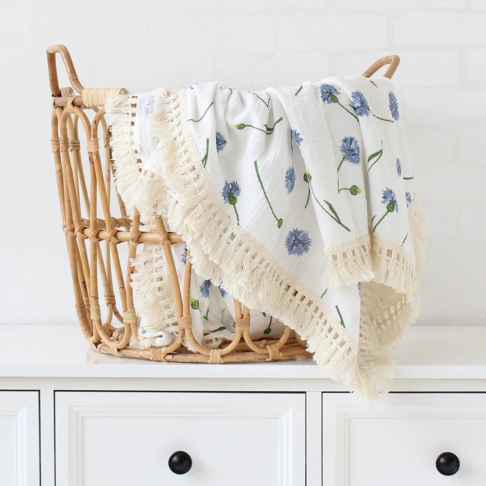 100% Cotton Baby Blankets Newborn for Boys Girls Muslin Swaddle Blankets Flower Print Bedding Quilt Swaddle