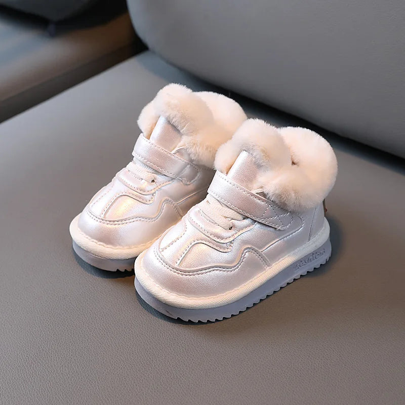 Winter Kids Shoes for Girls Snow Boots Soft Bottom Plush Children Boys Cotton Shoes Baby