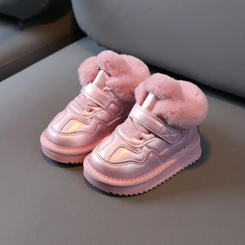 Winter Kids Shoes for Girls Snow Boots Soft Bottom Plush Children Boys Cotton Shoes Baby