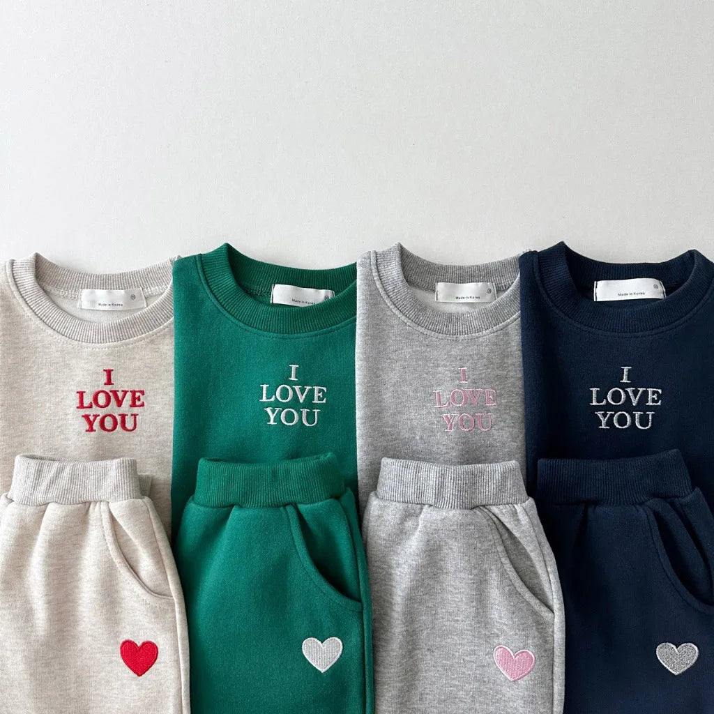 Children Long Sleeve Clothes Set Letter Embroidery Baby Casual Sweatshirt + Pants