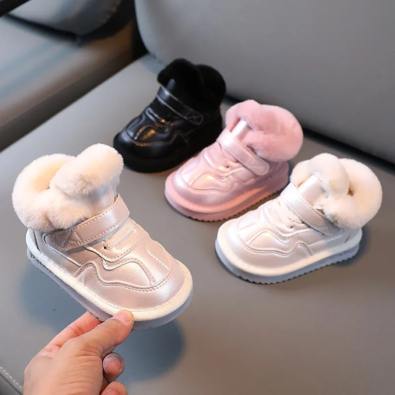 Winter Kids Shoes for Girls Snow Boots Soft Bottom Plush Children Boys Cotton Shoes Baby