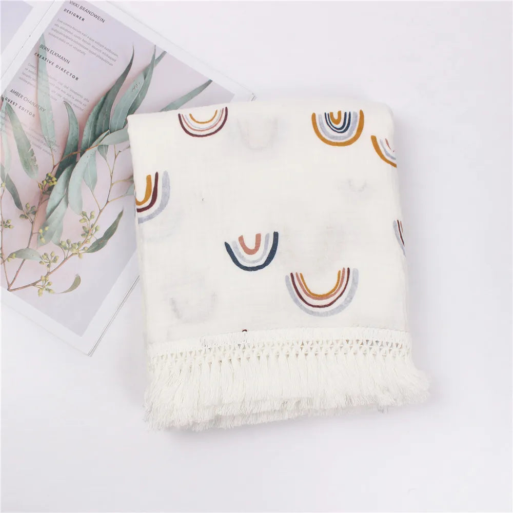 100% Cotton Baby Blankets Newborn for Boys Girls Muslin Swaddle Blankets Flower Print Bedding Quilt Swaddle