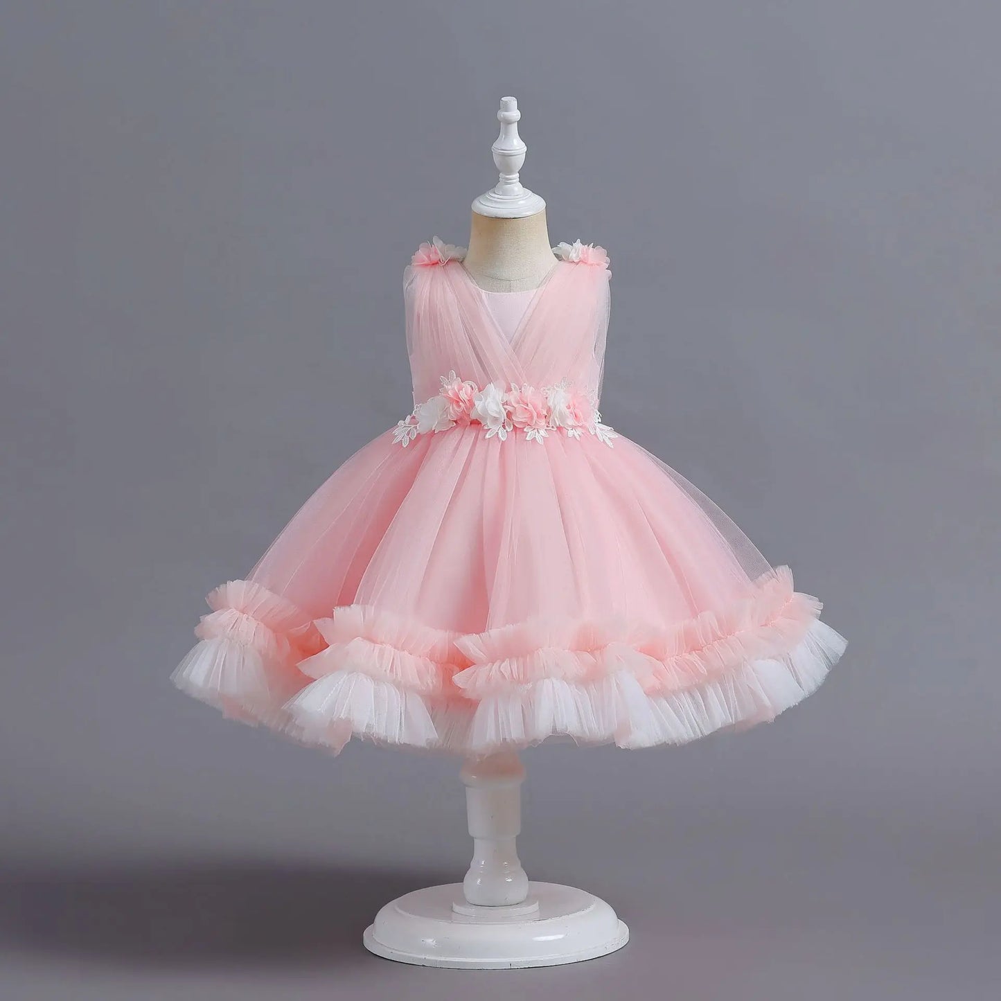 Dress Layered Tulle Kids Girl Ball Gowns Elegant Toddler Clothes For Pageant Ceremony