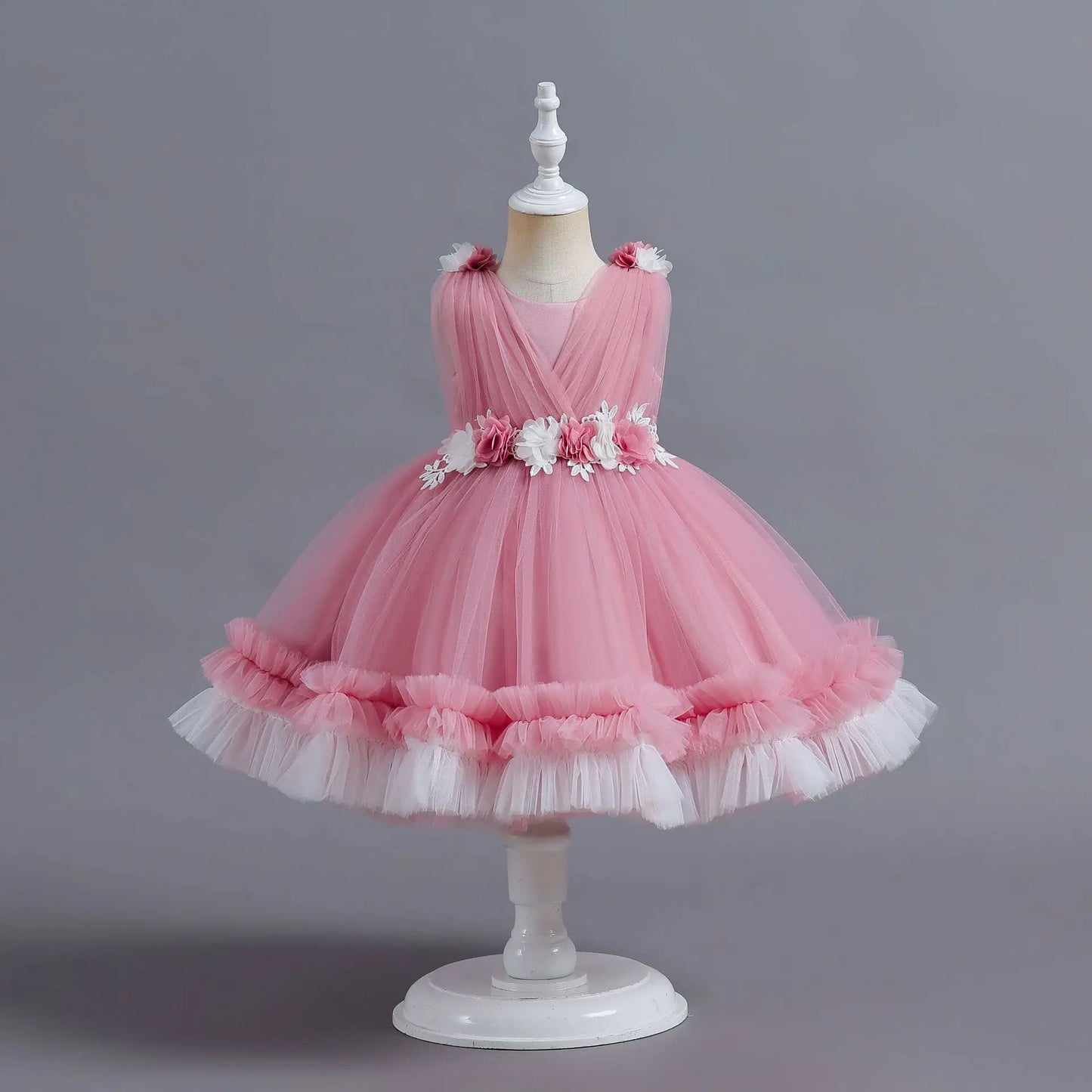Dress Layered Tulle Kids Girl Ball Gowns Elegant Toddler Clothes For Pageant Ceremony