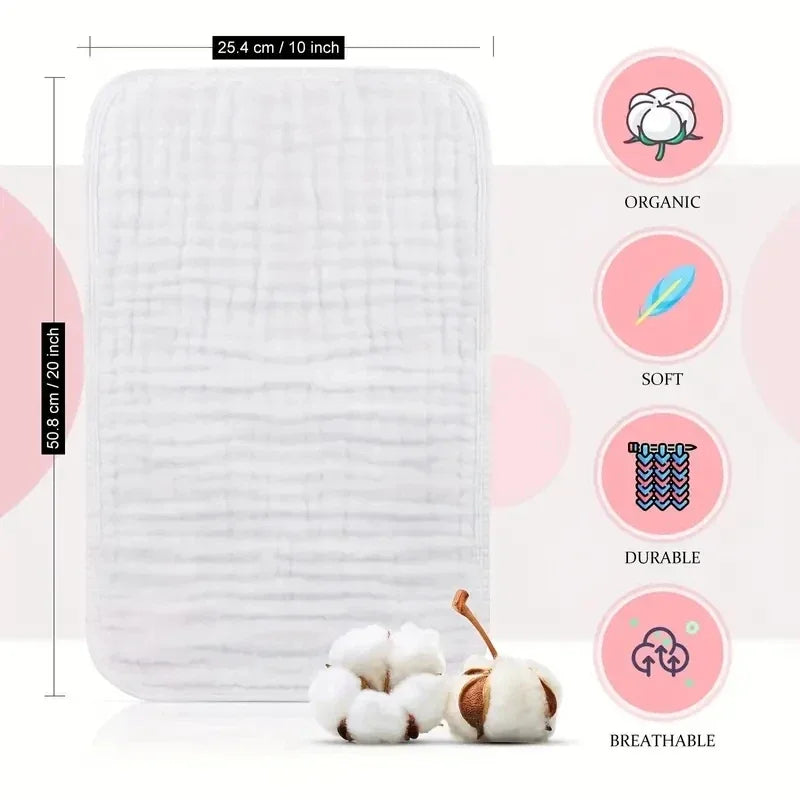 3pcs Muslin Baby Towel Long Burp Cloths Soft Absorbent Cotton Gauze Towel Baby Bib Newborn