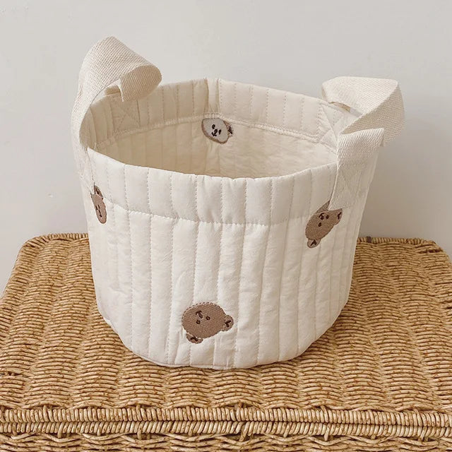 INS Baby Bags Cute Bear Embroidery Diaper Bag Caddy Nappy Cart Storage Mummy Maternity Bag