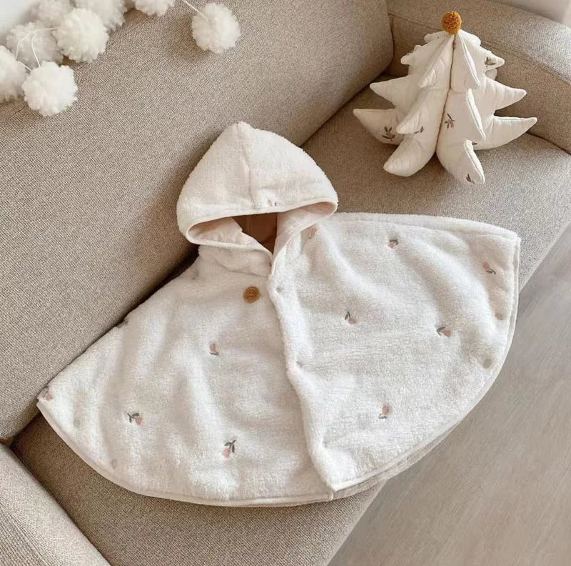 Baby Toddler Infant Girls Winter Coat Clothes Cute Fleece Fur Jacket Embroidery Bear