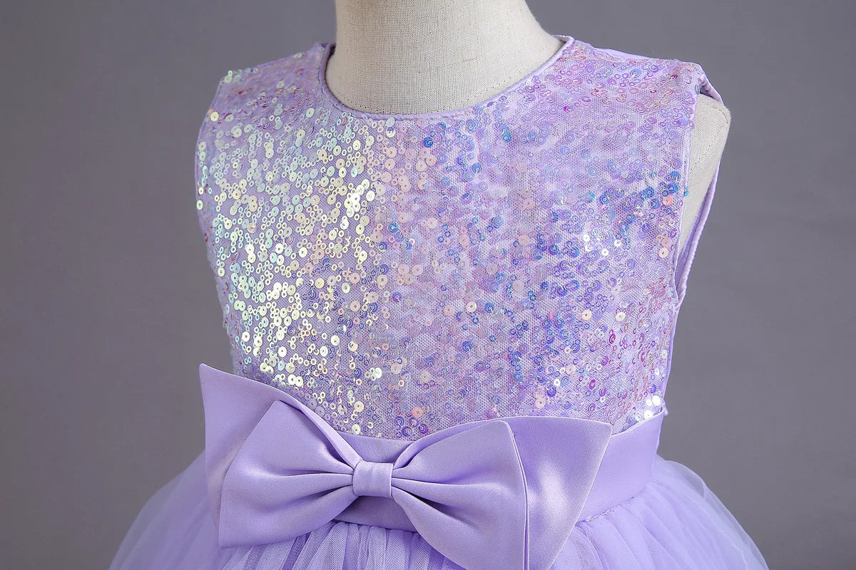 Sequined Girl Princess Dress Layered Tulle Princess Kids' Birthday Dresses Summer Children Wedding Party Costume