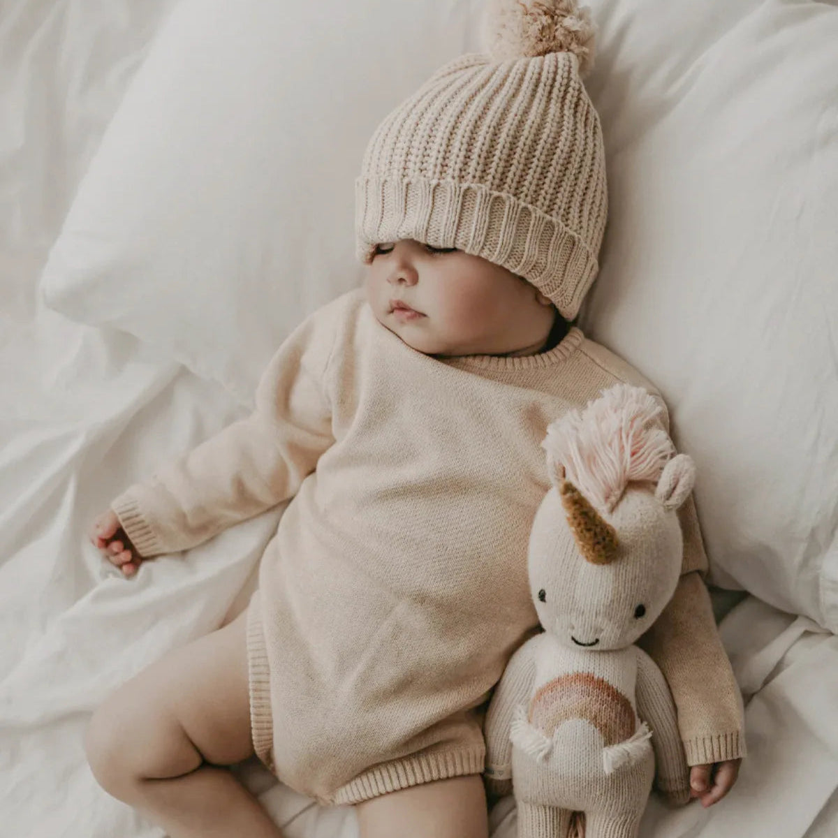 Baby Long Sleeve Knit Bodysuit Solid Newborn Toddler Cotton Jumpsuit