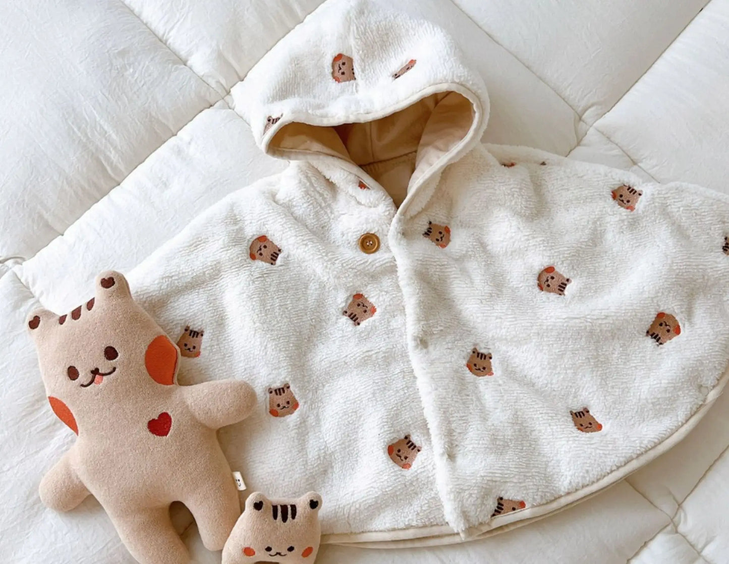 Baby Toddler Infant Girls Winter Coat Clothes Cute Fleece Fur Jacket Embroidery Bear