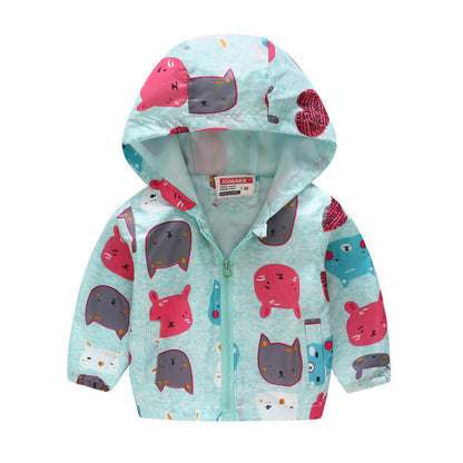 Hooded jacket with print pattern