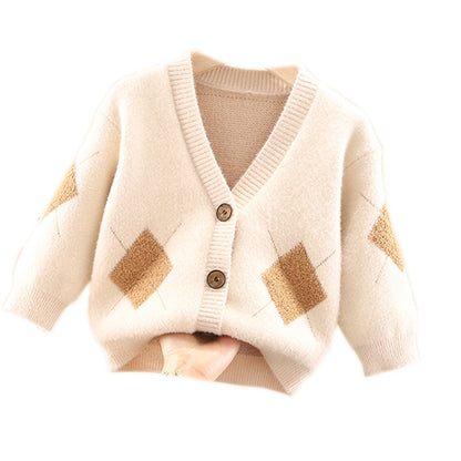 Children's cardigan crystal wool coat