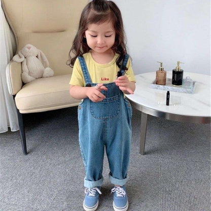 Denim Overalls Trousers Summer Children Middle And Small Children Korean