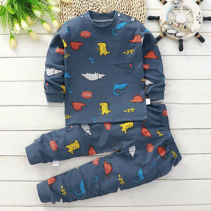 Autumn Cotton Base Baby Pajamas Set