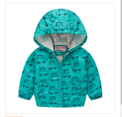 Hooded jacket with print pattern