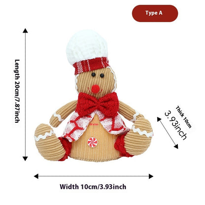 New Christmas Decorations White Hat Bow Gingerbread Man Doll