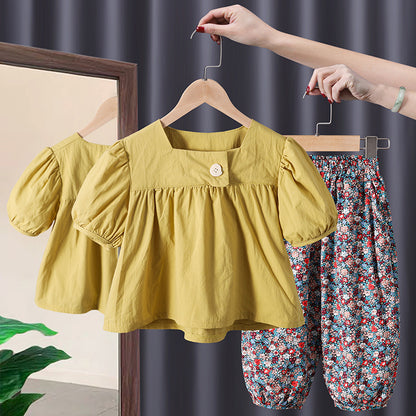 New Baby Girl Summer Short Sleeve Two Piece Suit