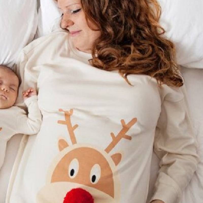 Christmas deer printed mother daughter fur ball