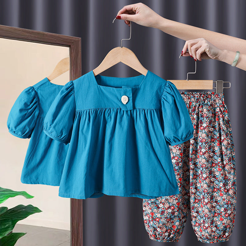 New Baby Girl Summer Short Sleeve Two Piece Suit