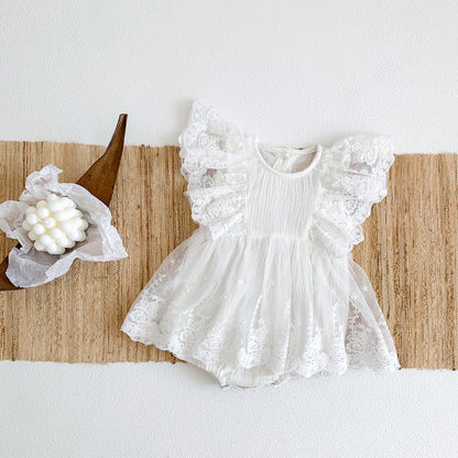 Cotton Lace Embroidered Baby's Gown