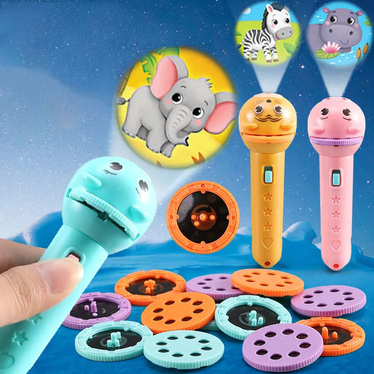 Flashlight Projector for Kids Baby Sleeping Story Book Torch Lamp Early Education Toy