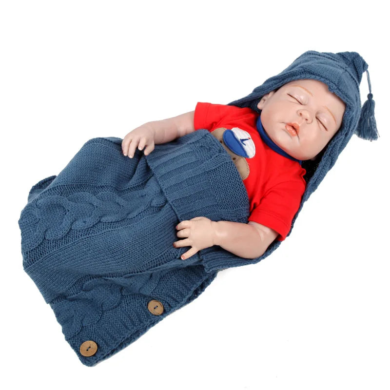 Newborn Baby Winter Bags Infant Button Knit  Sleeping Bags