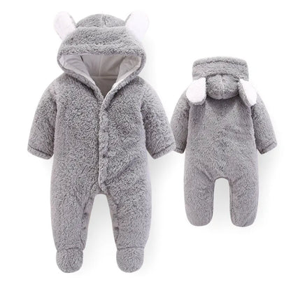 Winter Newborn Baby Rompers Hoodie Girls Boys Clothes Cotton Outwear