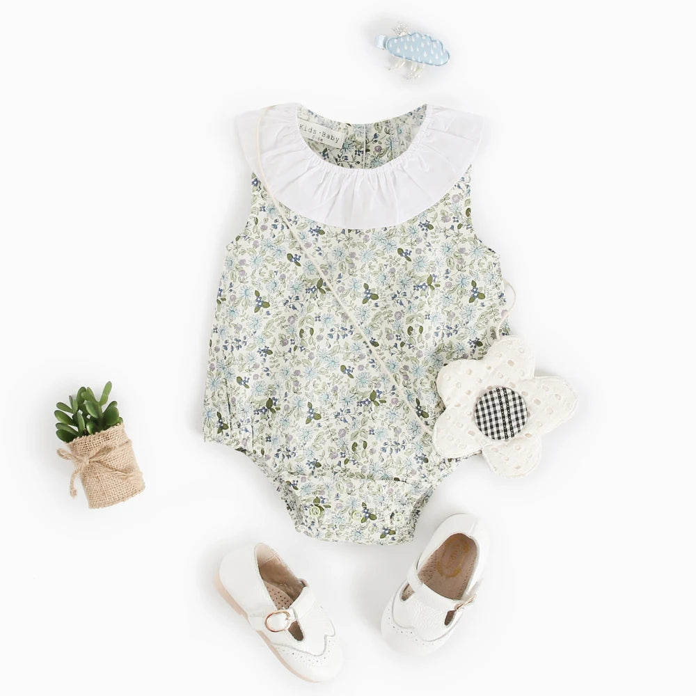 Summer Cotton Floral Baby Clothing Cute Sleeveless Baby Girls Bodysuits