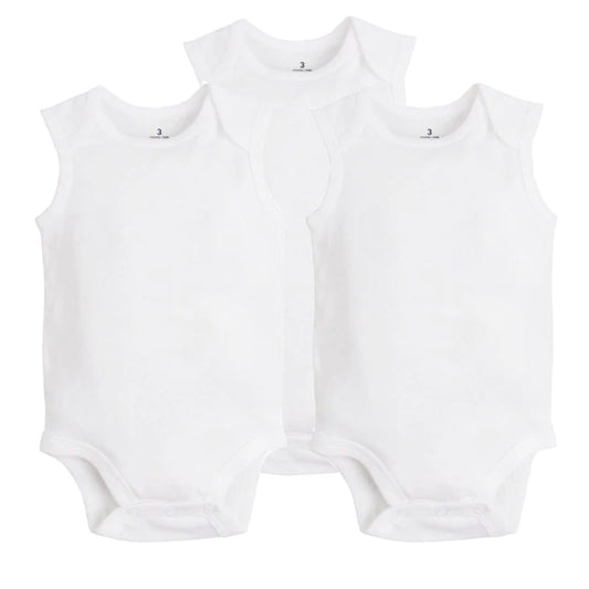 Baby Gilr Boy Clothes Summer Sleeveless Newborn  White Color Baby Bodysuits