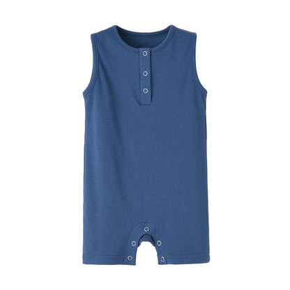 Baby Summer Rompers Ribbed Infant Boys Girls Sleeveless Jumpersuit