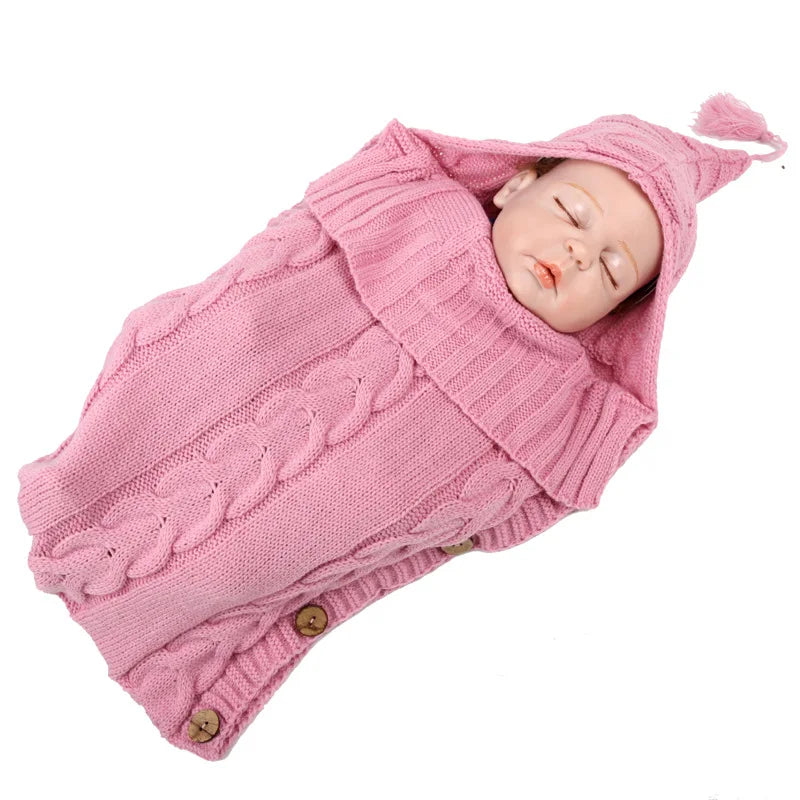 Newborn Baby Winter Bags Infant Button Knit  Sleeping Bags