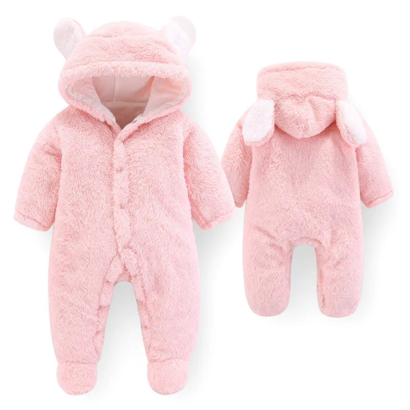 Winter Newborn Baby Rompers Hoodie Girls Boys Clothes Cotton Outwear