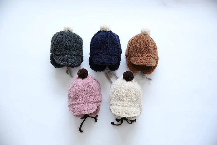 Baby Girls Boys Warm Ears Hats Winter Soft Beanie Hat Ear Plush Cap