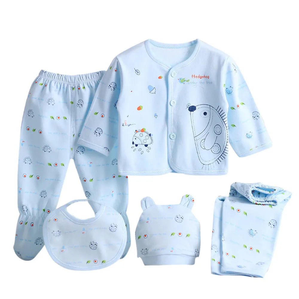 Baby Boys Girls Cute Cartoon Long Sleeve Tops+hat+pants +bib Outfits