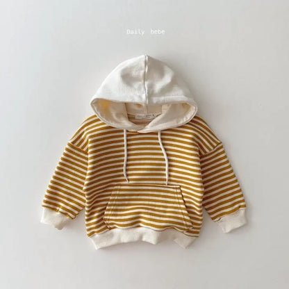 Boys Striped Cotton Hoodies Sweatshirt Set Toddler Girls Hooded Coat+ Pants