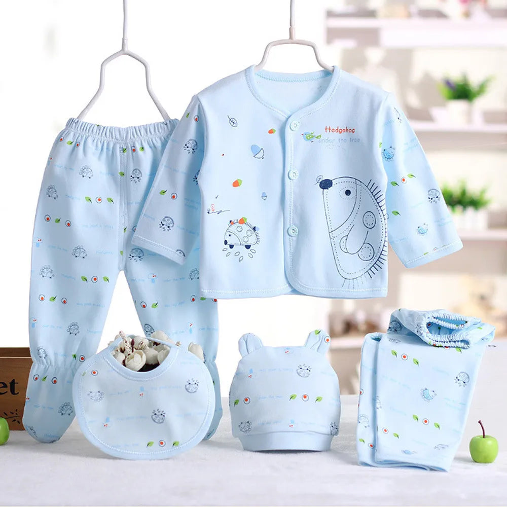 Baby Boys Girls Cute Cartoon Long Sleeve Tops+hat+pants +bib Outfits