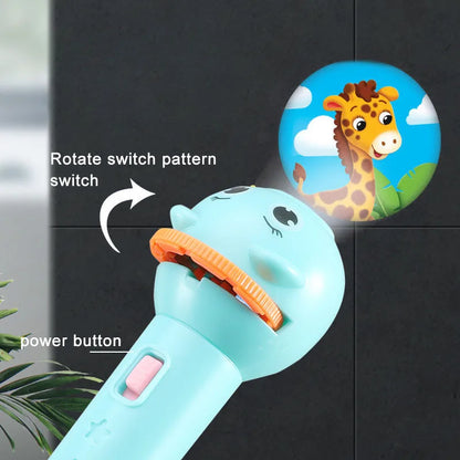 Flashlight Projector for Kids Baby Sleeping Story Book Torch Lamp Early Education Toy