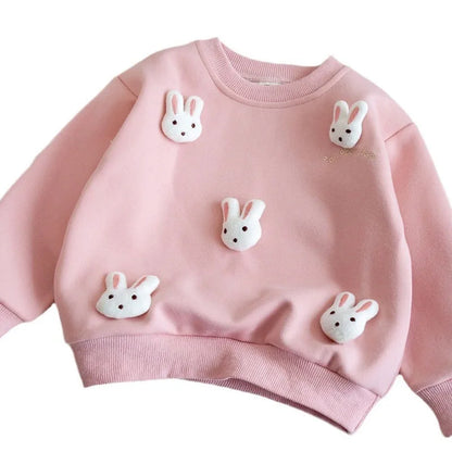 Girl Baby Hoodie Korean Edition Cartoon Girl Top 3D Decoration Rabbit Clothes Girls