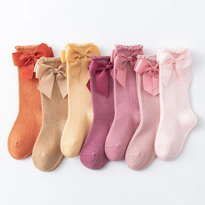 Baby Stuff Girls Solid Color Bow Princess Socks