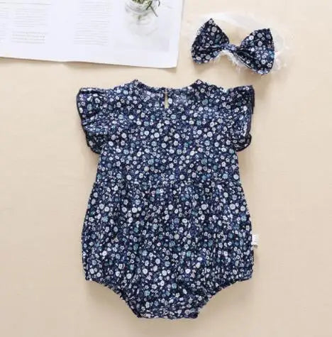 Baby Girls Flower Cotton Jumpsuit One piece Outfit Newborn Baby Romper