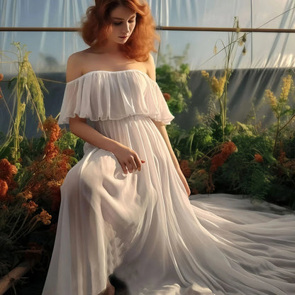 Maternity Gown For Photo Shoot Pleated High Waisted Dress Pregnant women Dresses