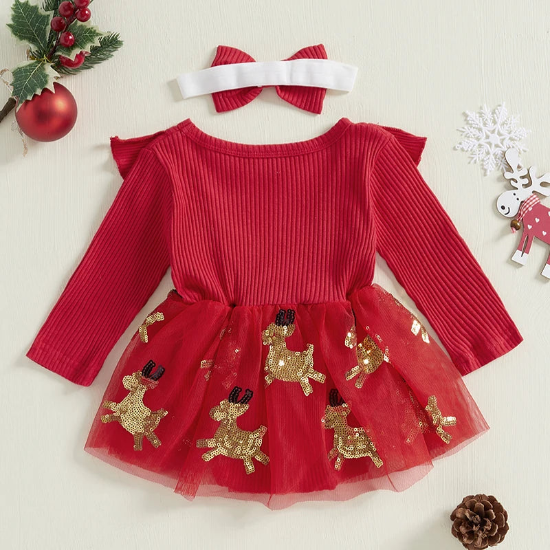 Baby Girls Christmas Deer Romper Dress