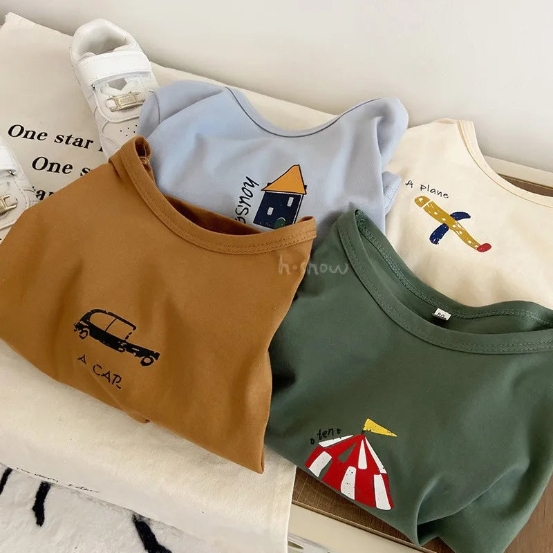 Boy Girl Baby Print Children Loose T Shirt Toddler Cotton Casual Tees Kid Clothes