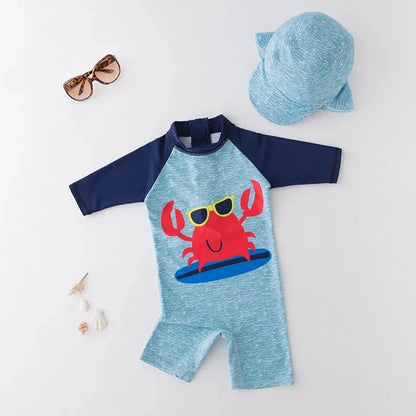 boys girls swimwear with cap surfing Wear swimming suit infant bathing Suit