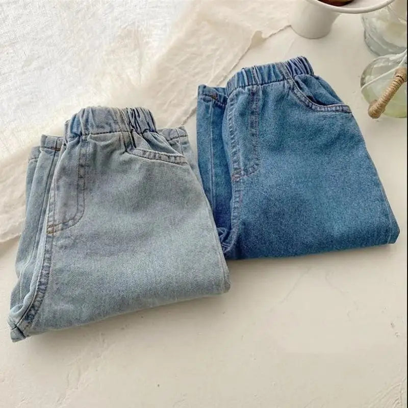 Boy Girl Jeans Loose Kids Denim Pants All-match Toddler Casual Pants