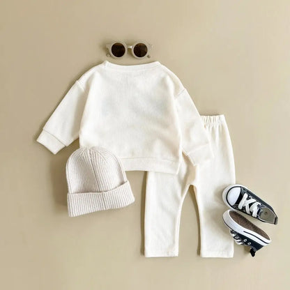 Boys Girls Sweatshirt Letter Long Sleeve +Pants Two Piece Cotton Children's Set