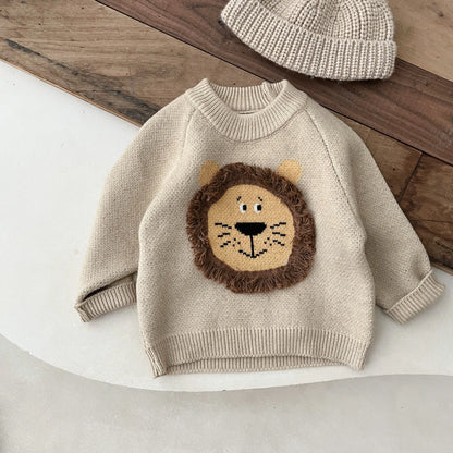 Girl Baby Thicken Casual Warm Pullover Shirt Boy Children Knittting Retro Tops